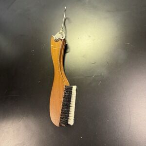 Vintage Folding Wooden Coat Hanger Clothes with Brush Made in Japan